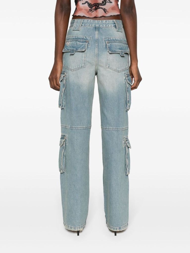 Blue Low-rise Cargo Jeans