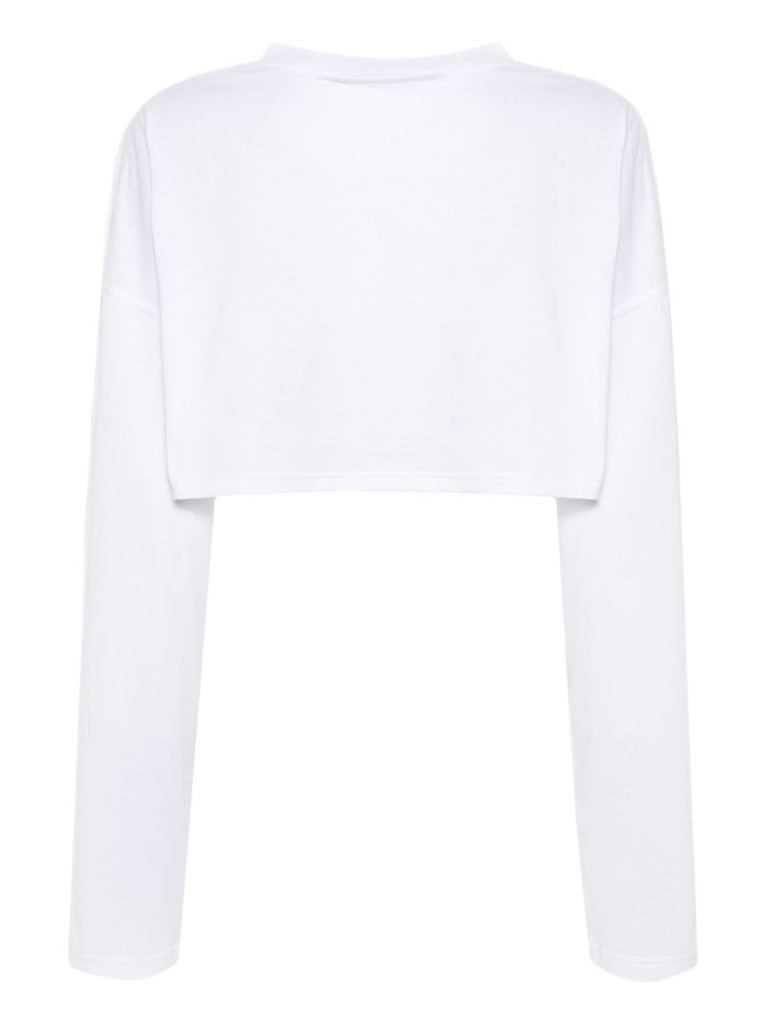 White Logo-appliquÃ_x0083_Â© Cropped T-shirt