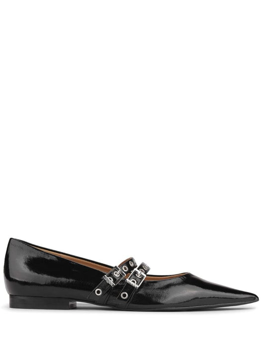 Black Pointed-toe Ballerina Shoes