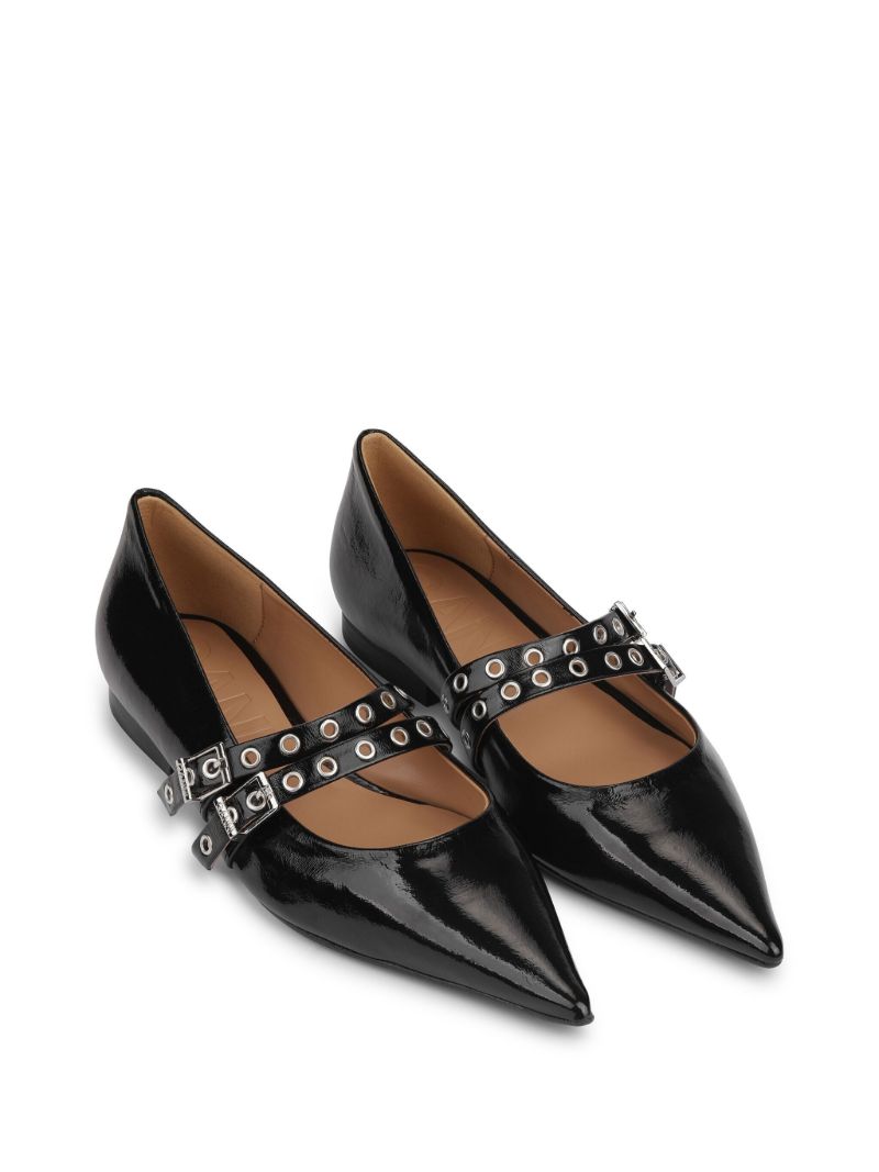 Black Pointed-toe Ballerina Shoes