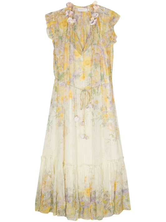 Yellow Harmony Flutter Midi Dress