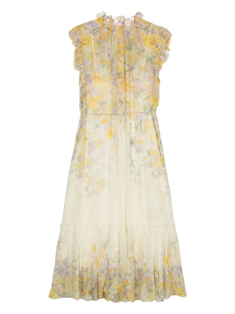 Yellow Harmony Flutter Midi Dress