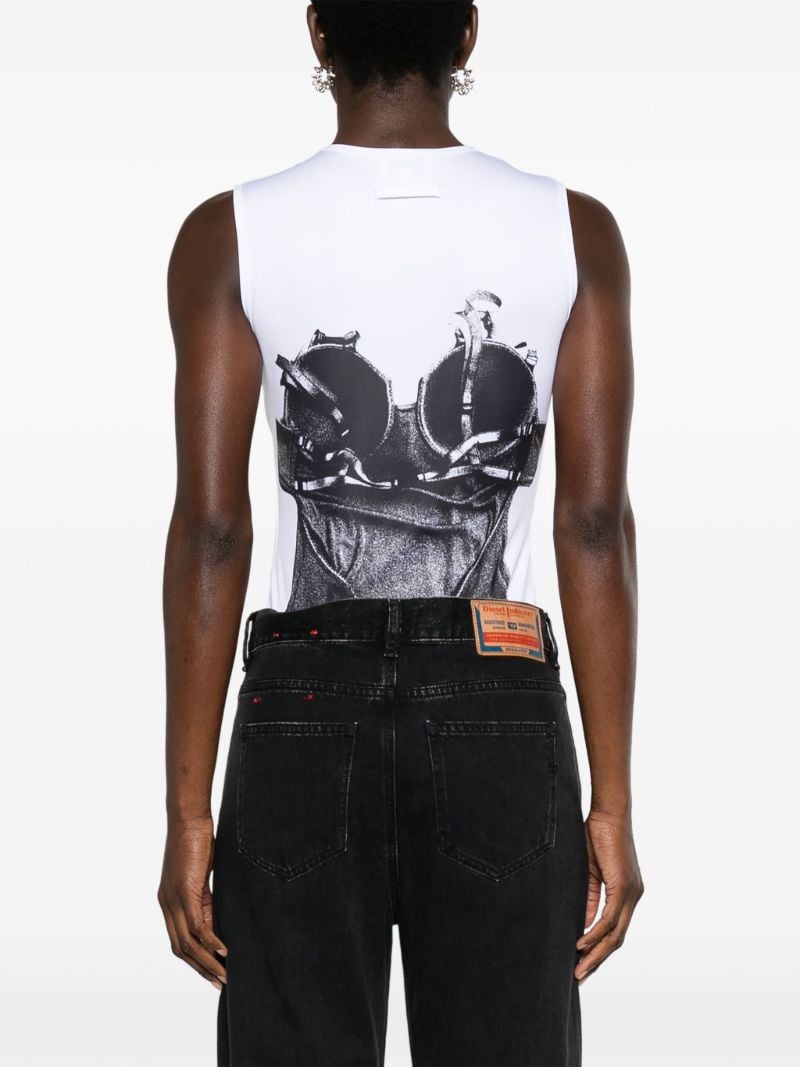White Trompe L'oeil-print Bodysuit