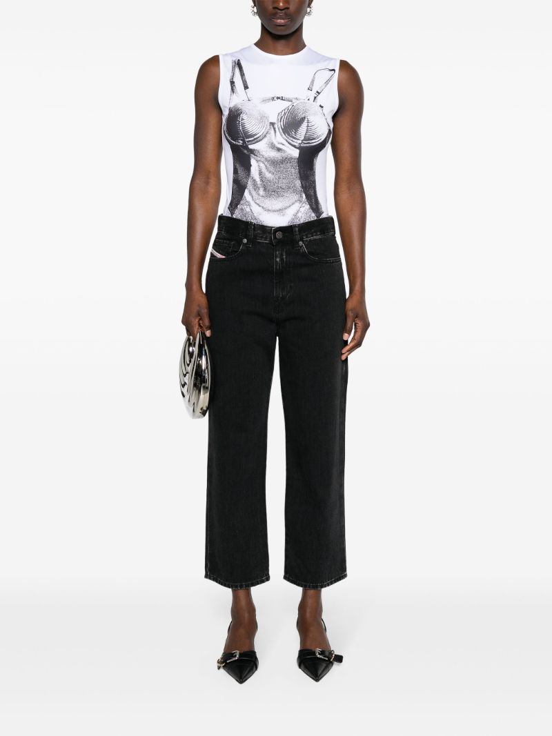 White Trompe L'oeil-print Bodysuit