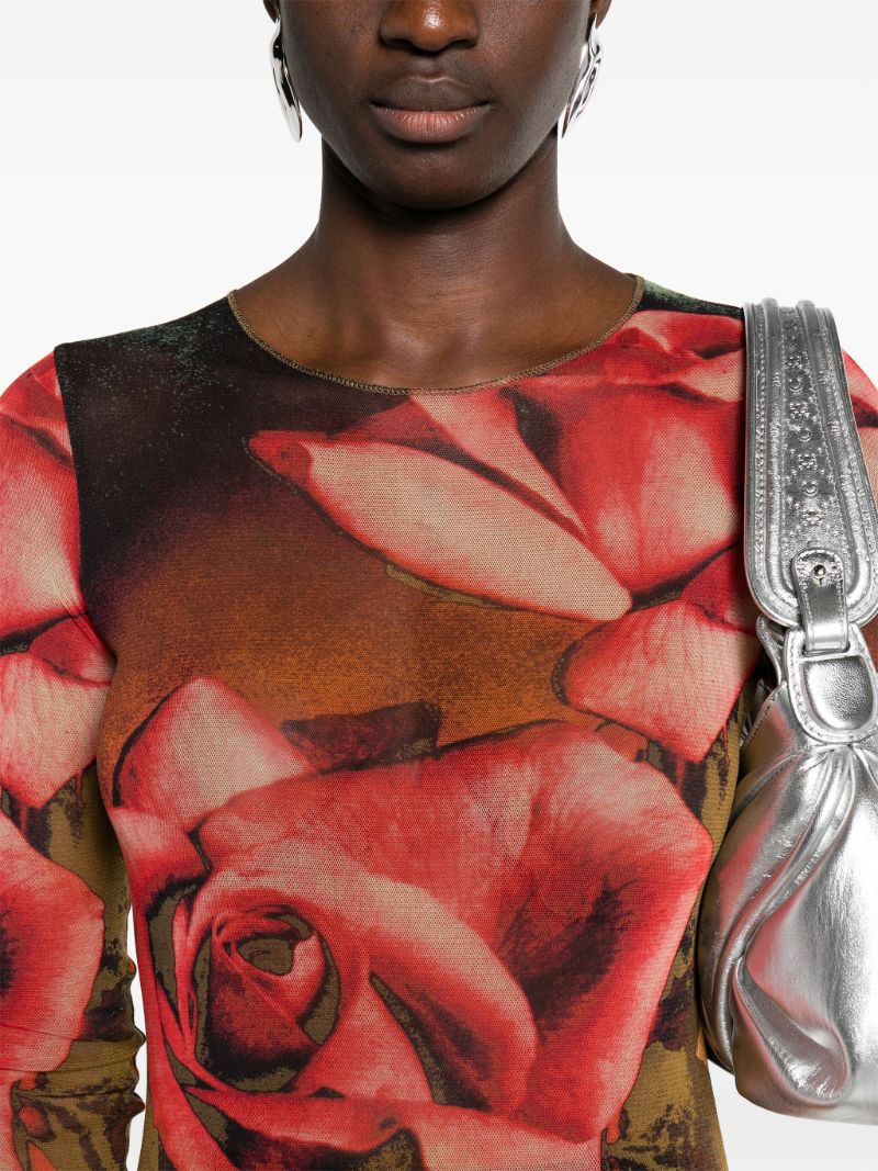 Red Rose-print Midi Dress