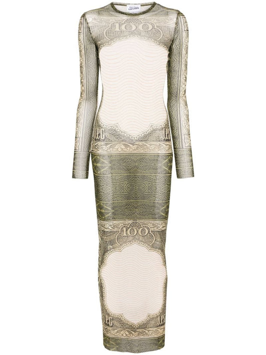 Green the Cartouche-print Midi Dress