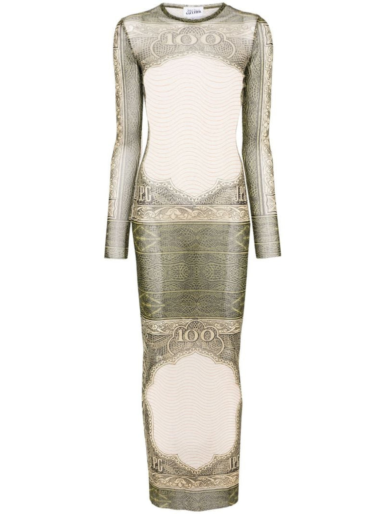 Green the Cartouche-print Midi Dress