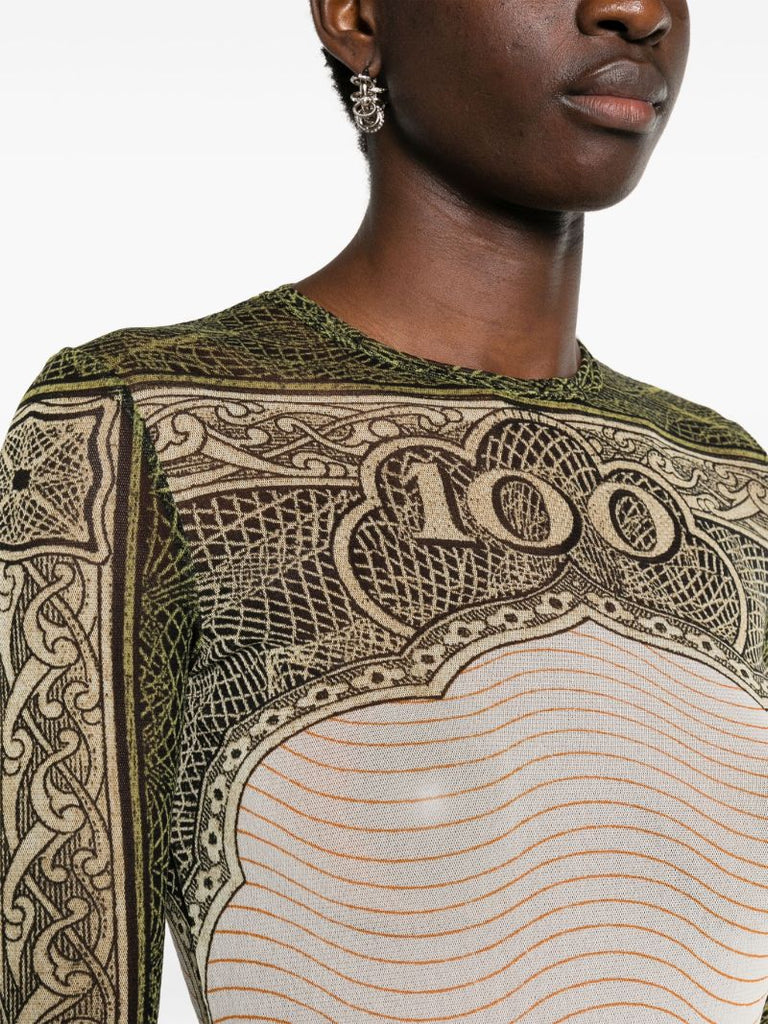 Green the Cartouche-print Midi Dress