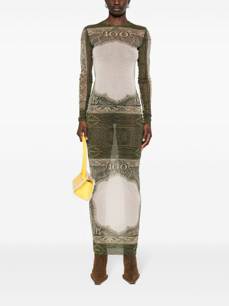 Green the Cartouche-print Midi Dress