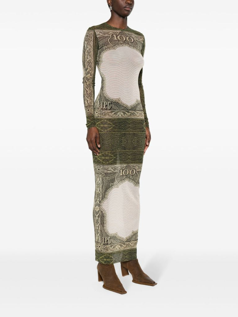 Green the Cartouche-print Midi Dress