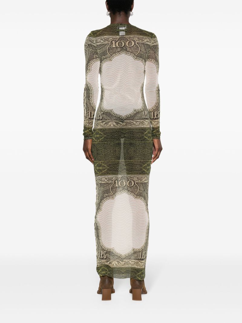Green the Cartouche-print Midi Dress