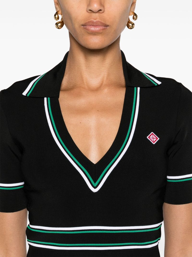 Black Knitted Cropped Short-sleeved Top