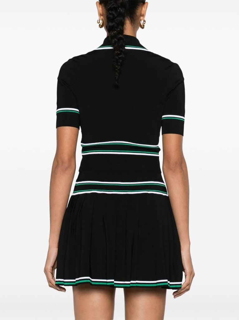Black Knitted Cropped Short-sleeved Top