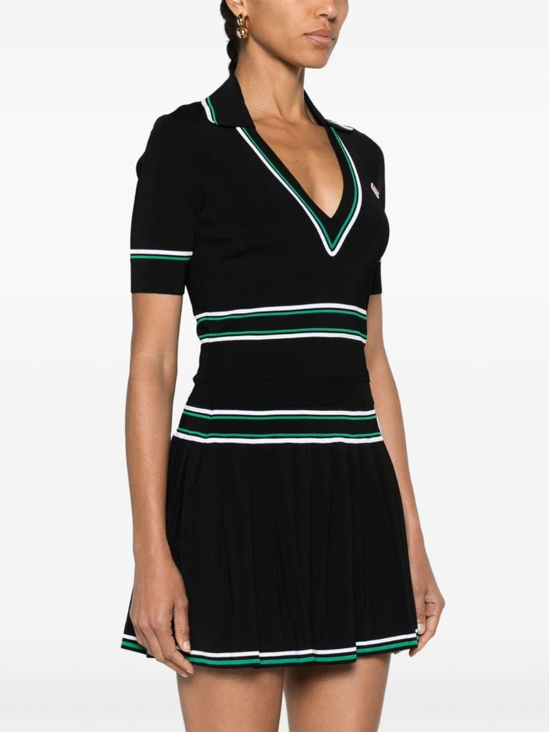 Black Knitted Cropped Short-sleeved Top