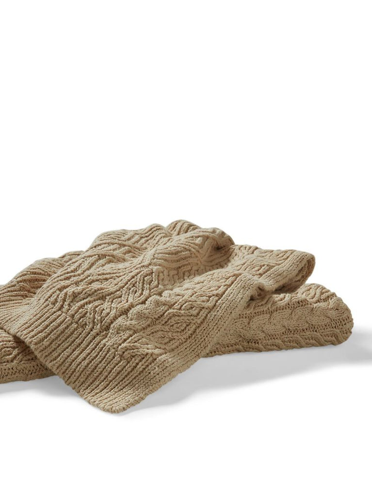 Brown Owen Cable-knit Throw