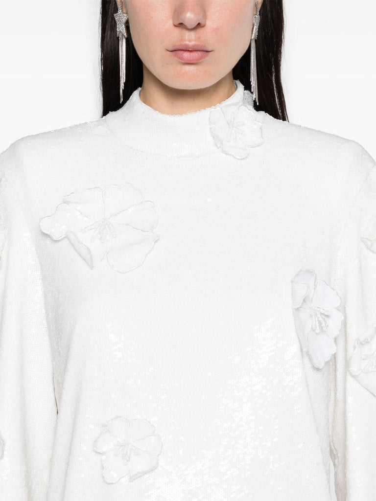 White Floral-appliquÃ_x0083_Â© Dress