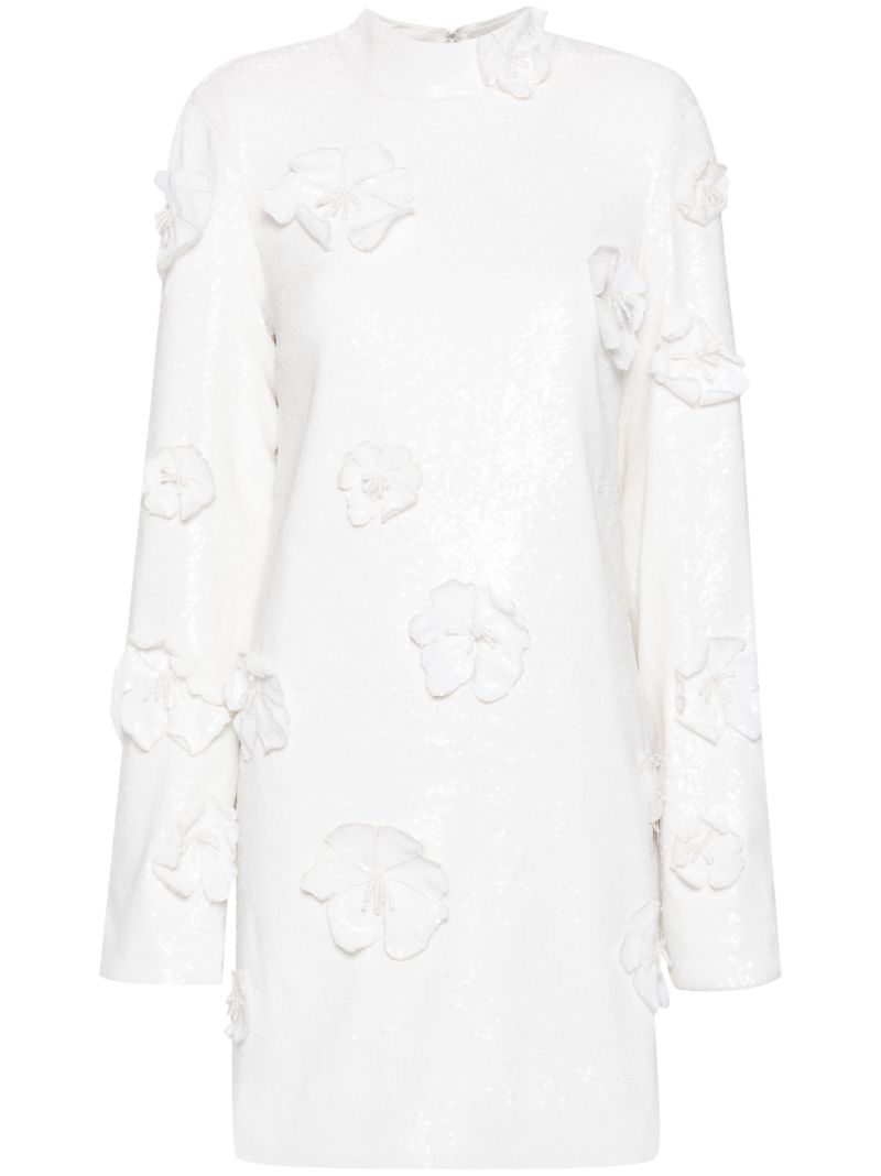 White Floral-appliquÃ_x0083_Â© Dress