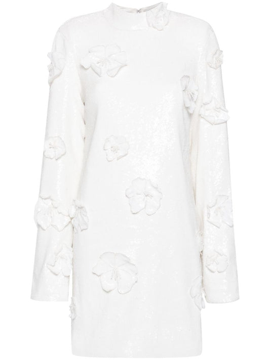 White Floral-appliquÃ_x0083_Â© Dress