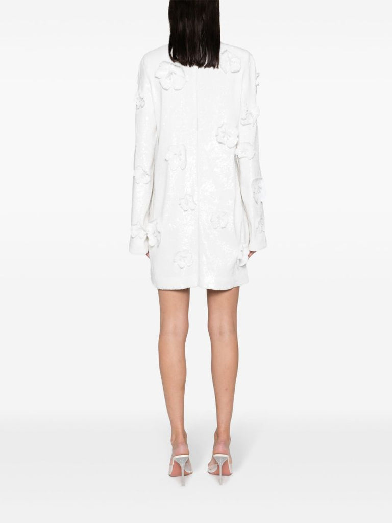 White Floral-appliquÃ_x0083_Â© Dress