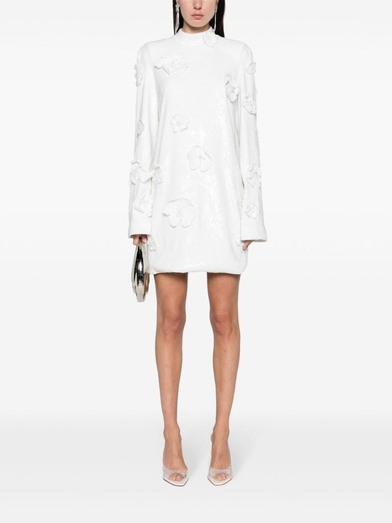White Floral-appliquÃ_x0083_Â© Dress