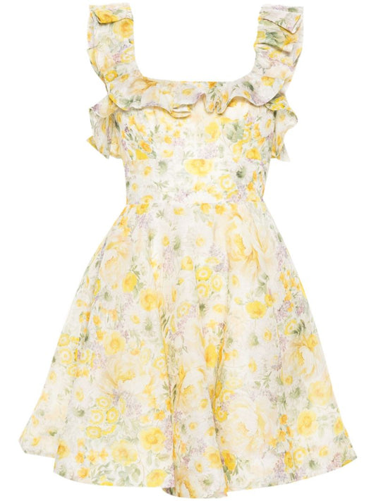 Yellow Harmony Ruffled Mini Dress