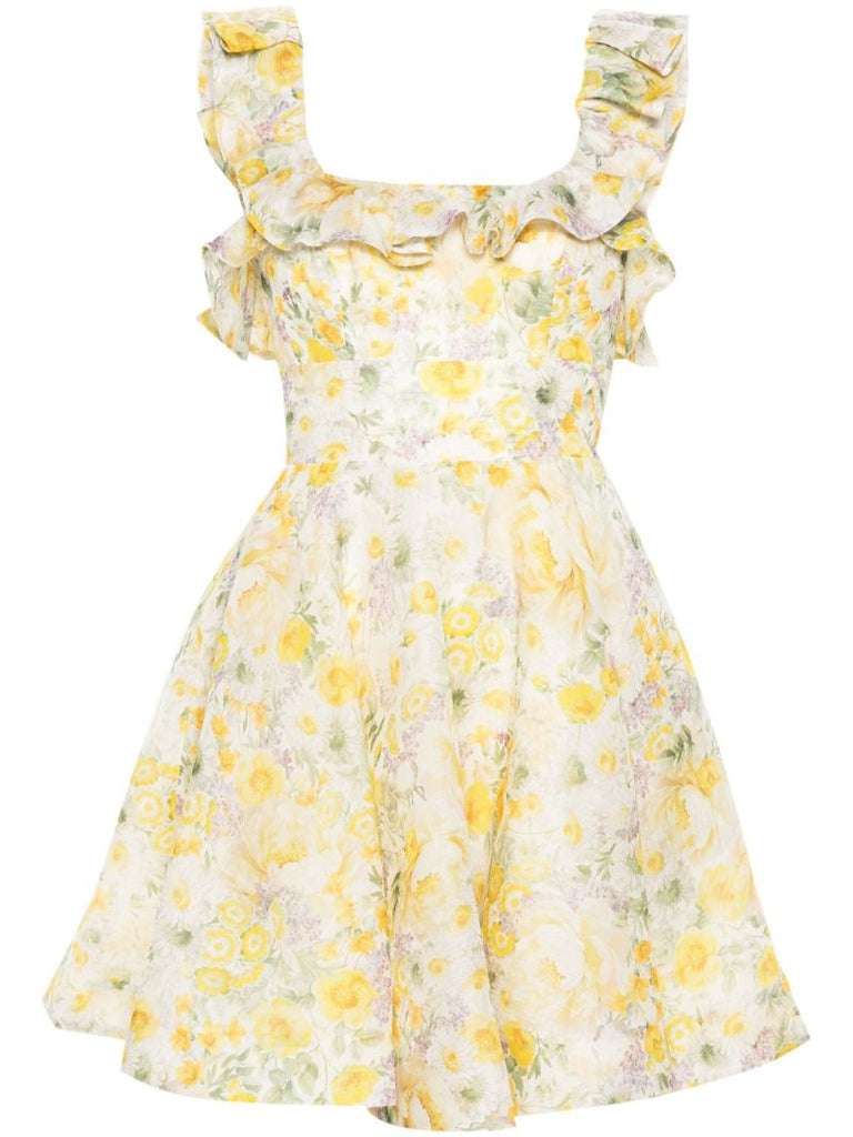 Yellow Harmony Ruffled Mini Dress