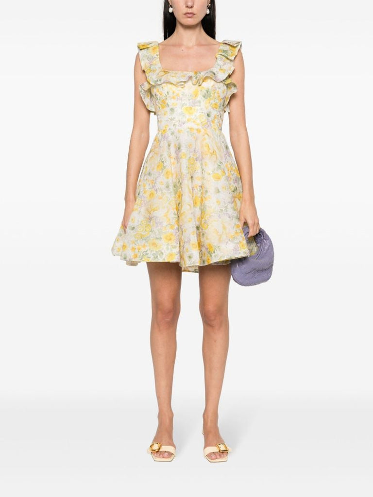 Yellow Harmony Ruffled Mini Dress