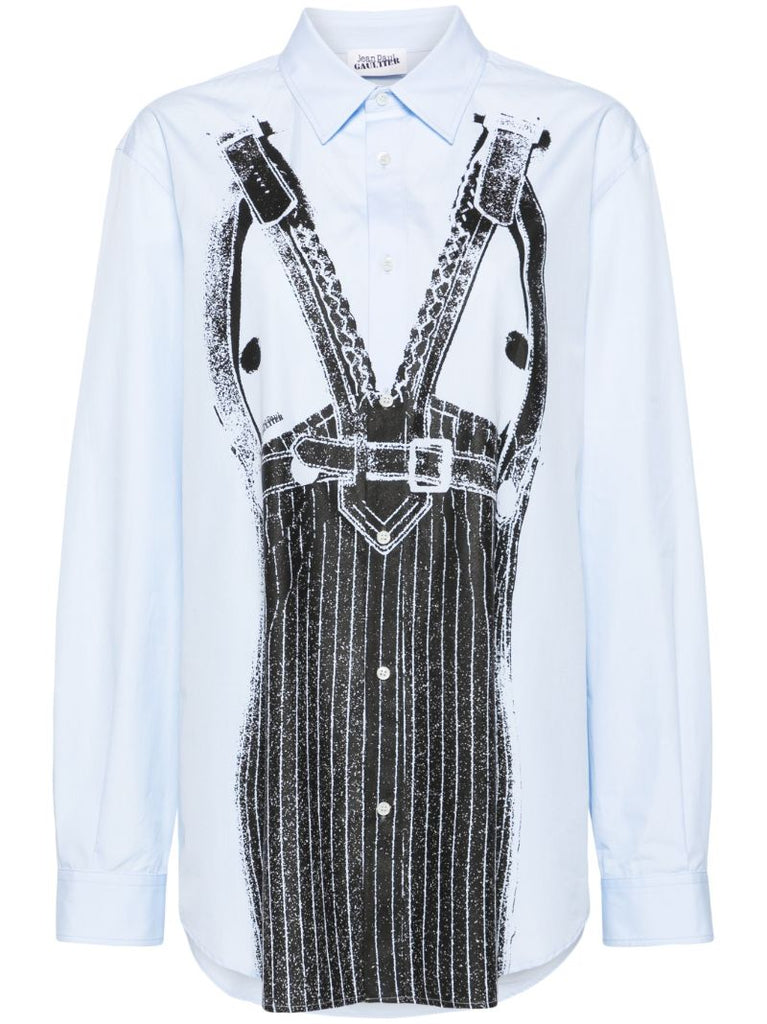 Blue Trompe-l'Ã_x0085_â_x0080__x009c_il-print Cotton Shirt