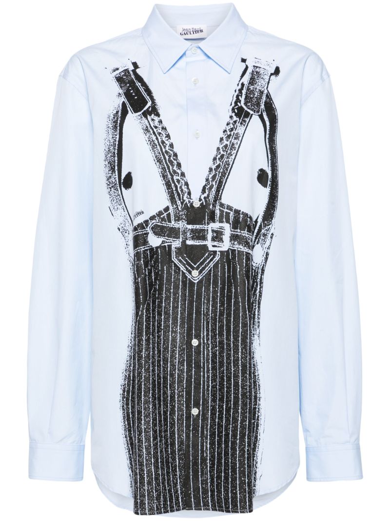 Blue Trompe-l'Ã_x0085_â_x0080__x009c_il-print Cotton Shirt