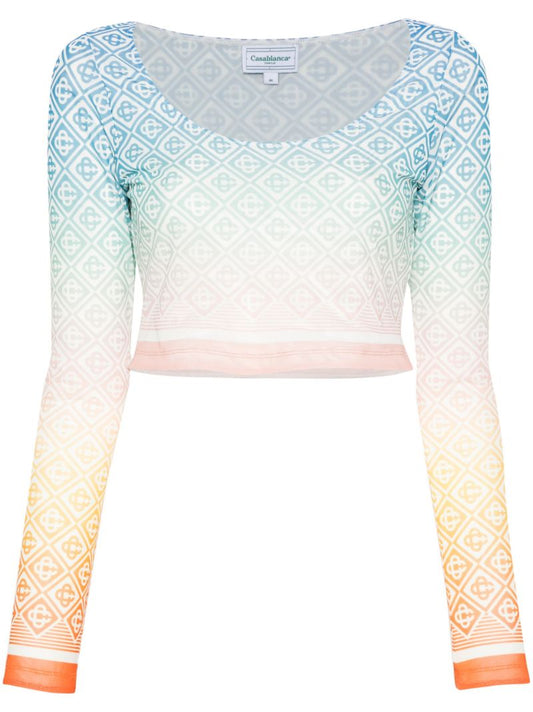 Blue Gradient Monogram Top