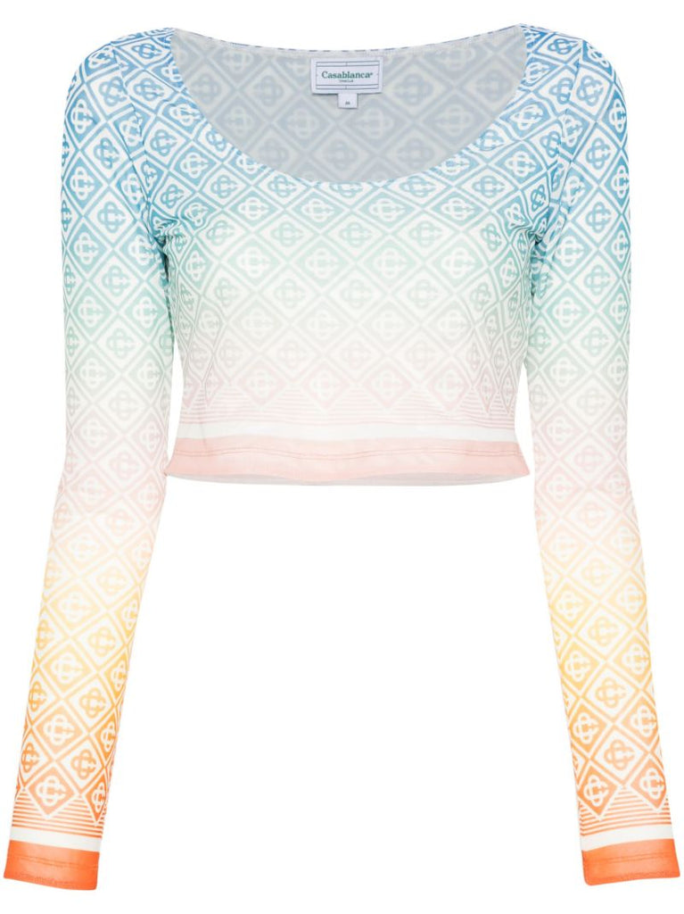 Blue Gradient Monogram Top