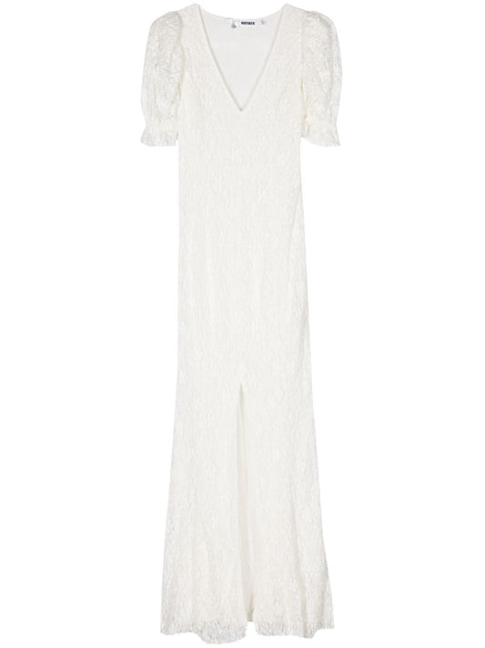 Neutral Floral-lace Maxi Dress