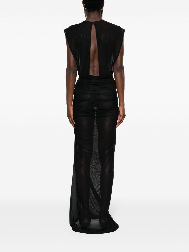 Black Logo-embellished Mesh Gown