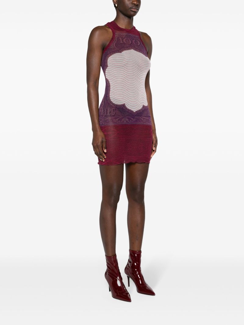 Red Cartouche-print Mesh Mini Dress