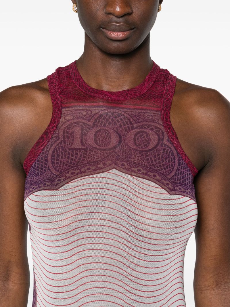 Red Cartouche-print Mesh Mini Dress