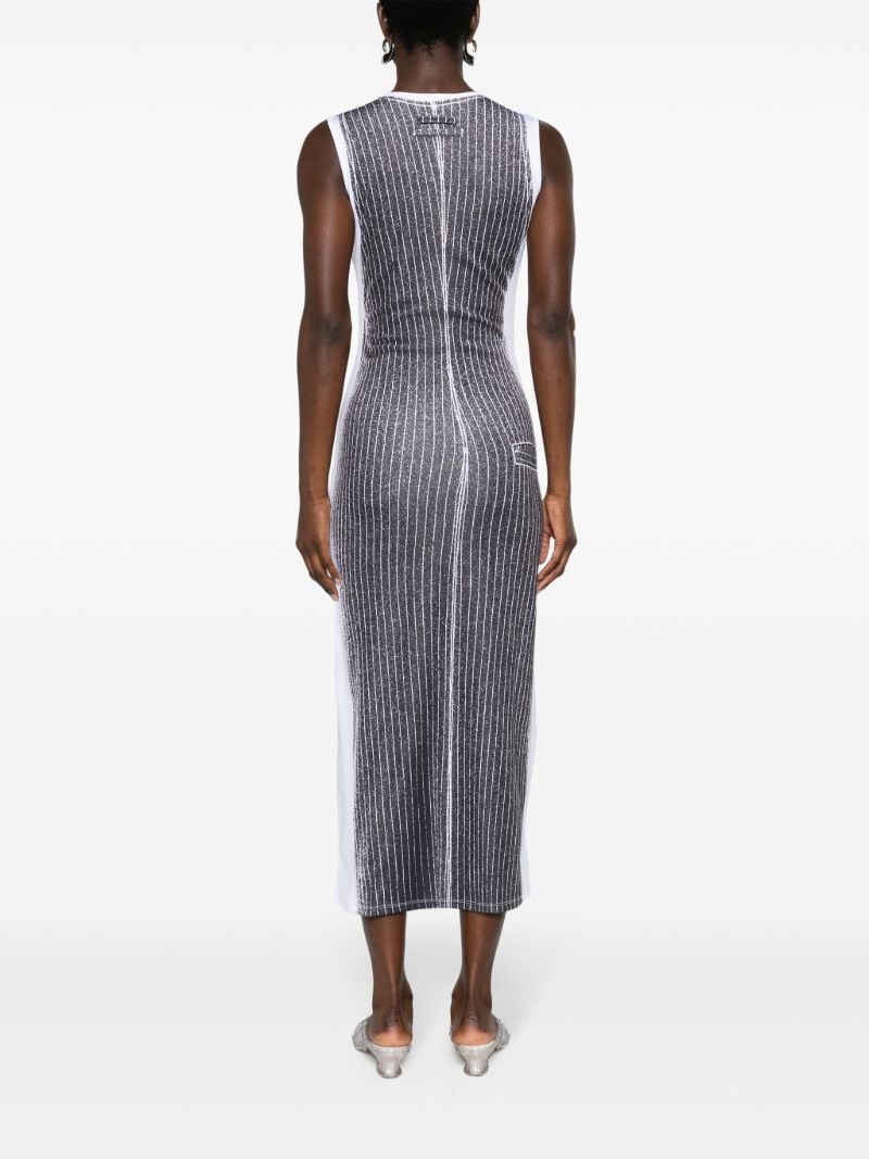 White Trompe L'oeil-print Midi Dress