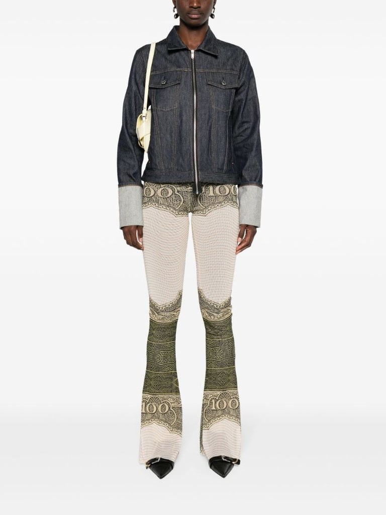 White the Cartouche-print Flared Trousers
