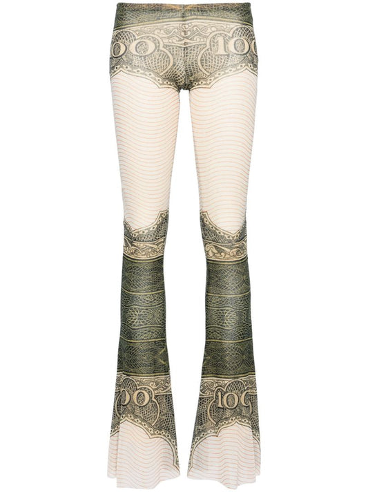 White the Cartouche-print Flared Trousers