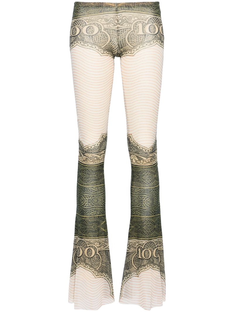 White the Cartouche-print Flared Trousers