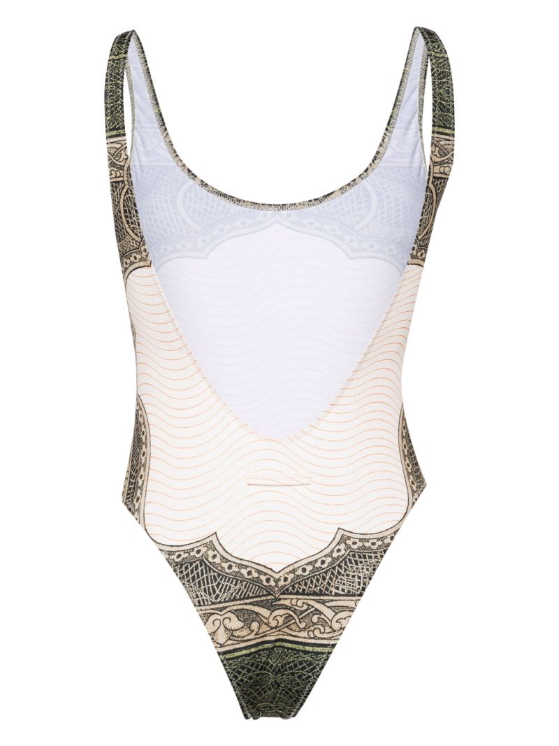 Green Cartouche-print Swimsuit