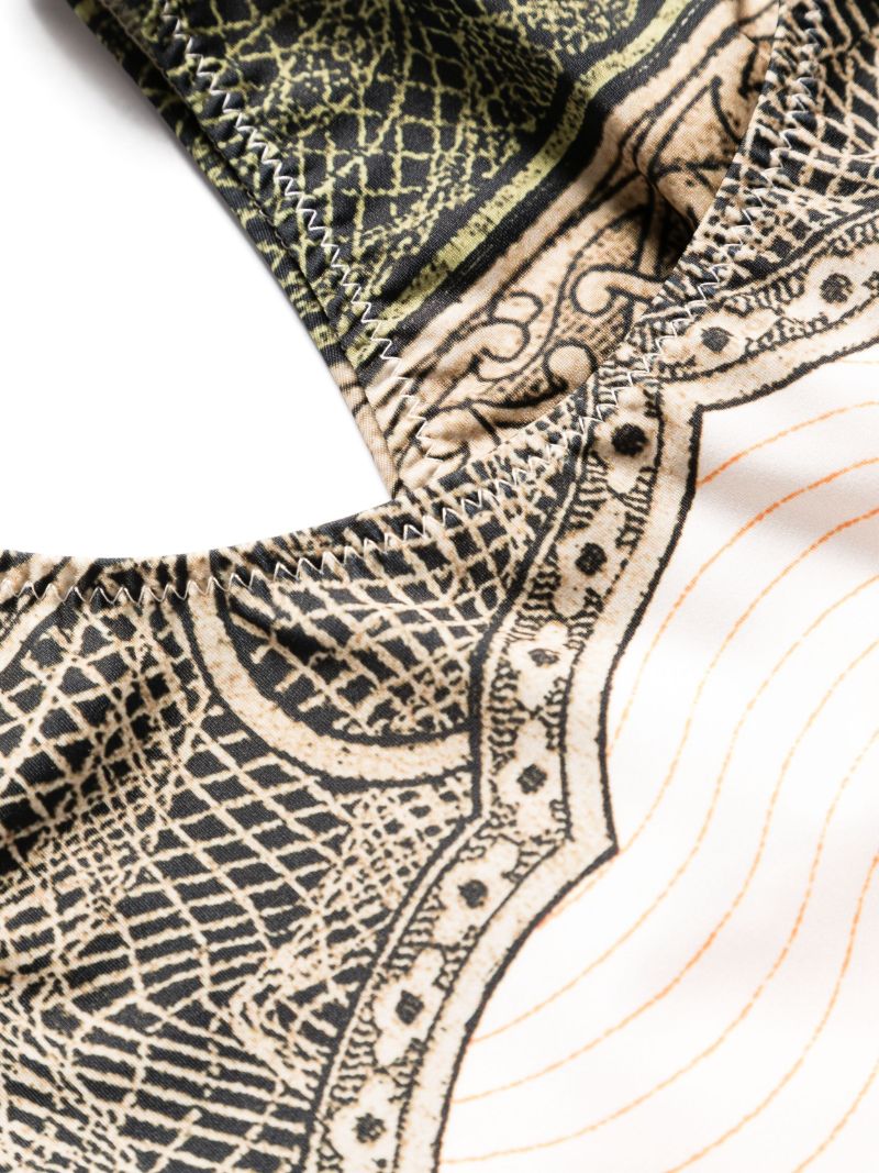Green Cartouche-print Swimsuit