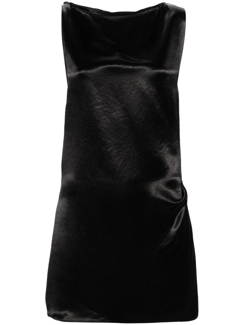 Black Lace-up Satin Dress