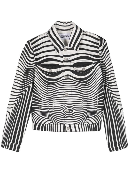 White and Black Body Morphing Denim Jacket