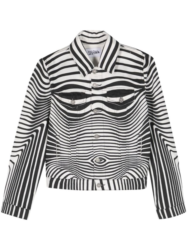 White and Black Body Morphing Denim Jacket