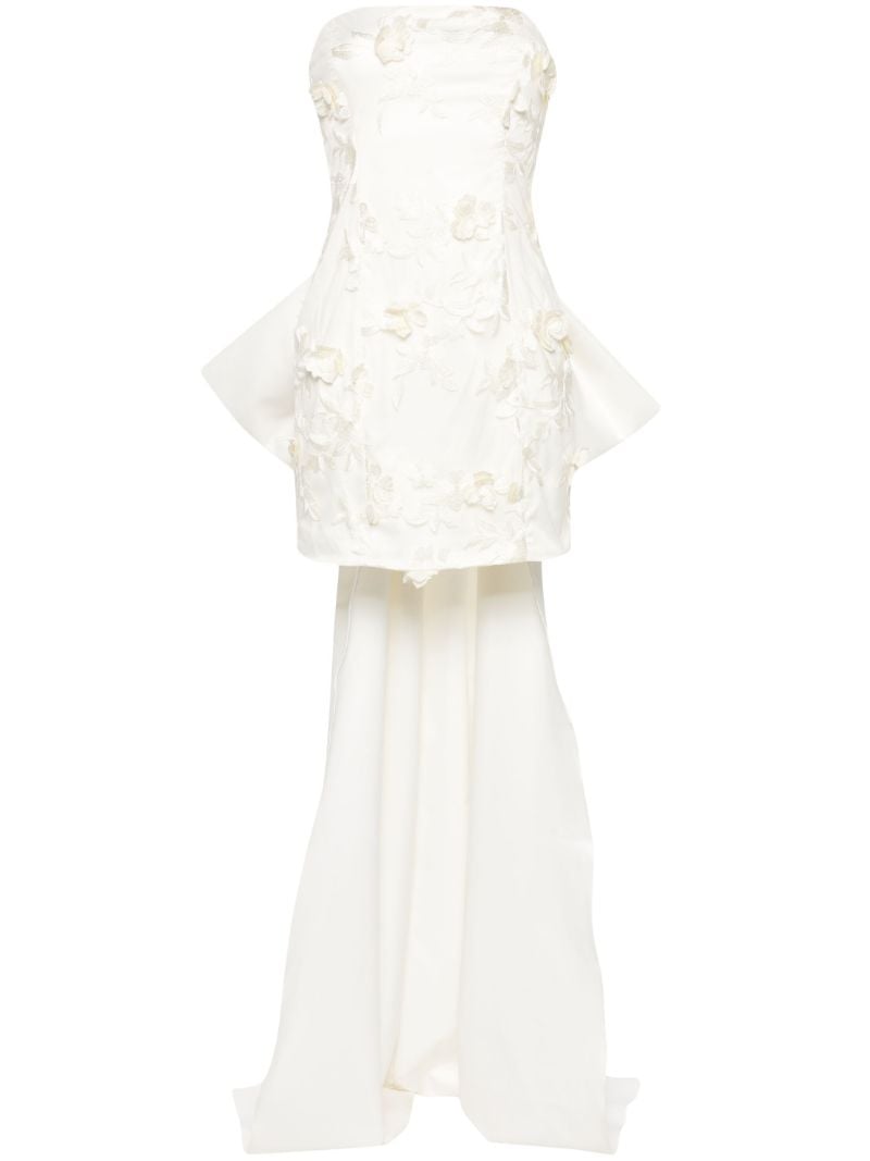 Neutral Floral-appliquÃ_x0083_Â© Taffeta Dress