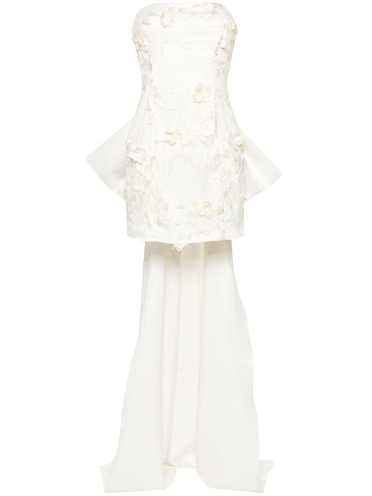 Neutral Floral-appliquÃ_x0083_Â© Taffeta Dress