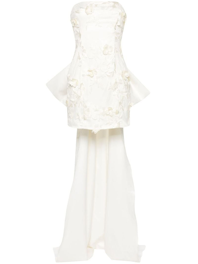 Neutral Floral-appliquÃ_x0083_Â© Taffeta Dress