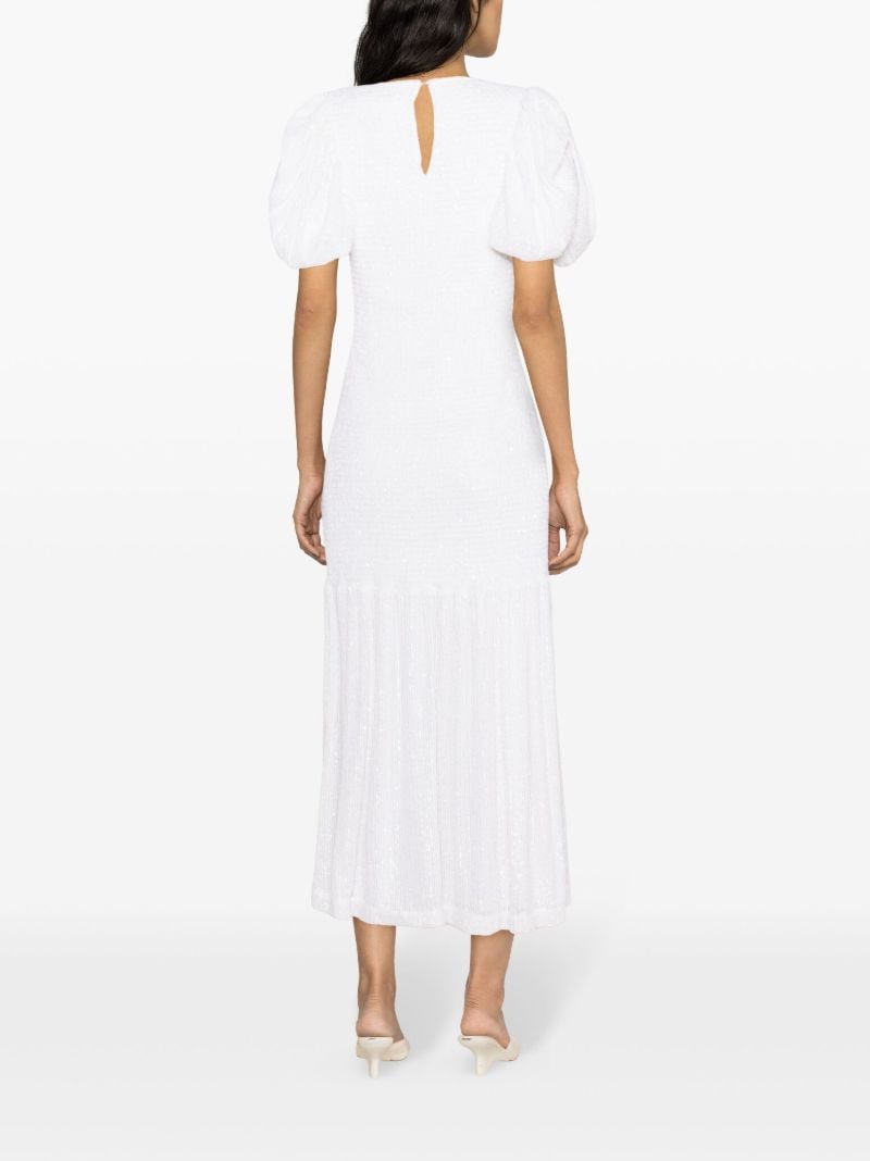 White Puff-sleeve Midi Dress
