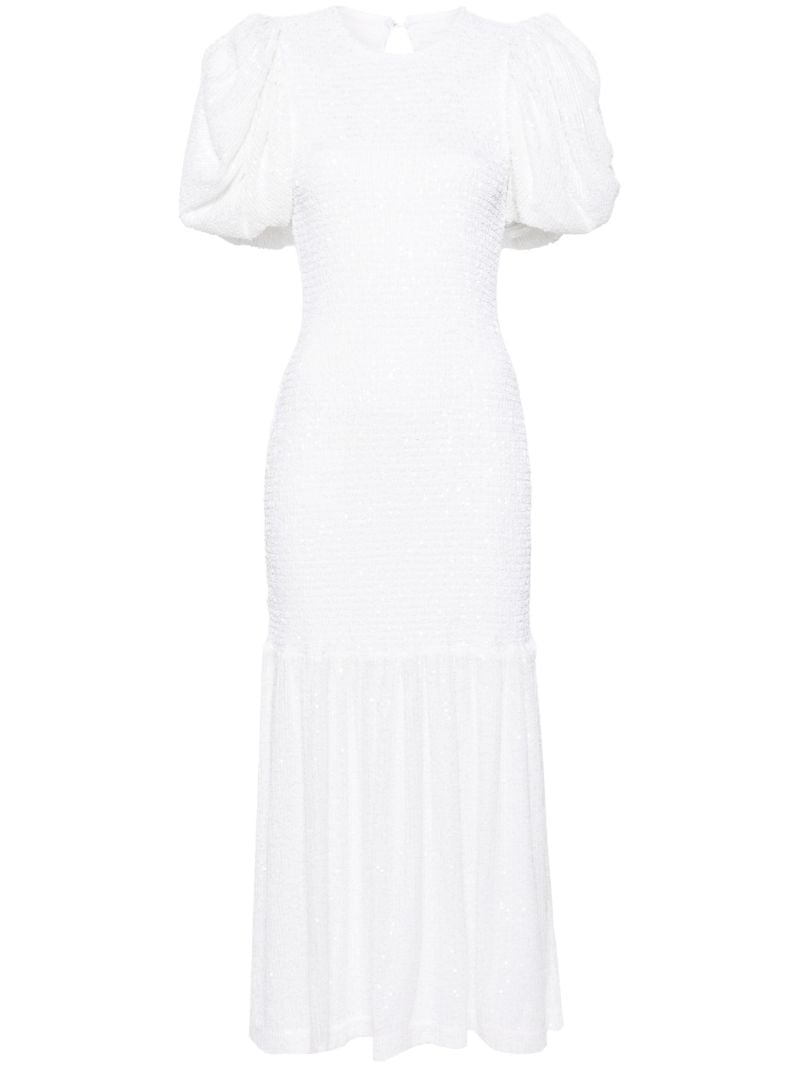 White Puff-sleeve Midi Dress