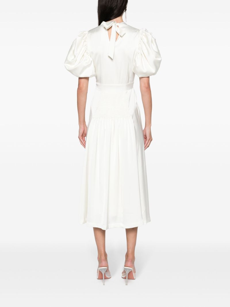 White Puff-sleeve Midi Dress